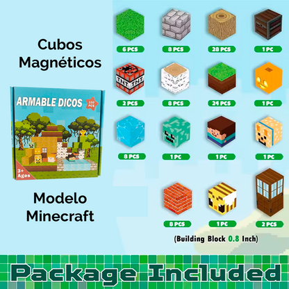 Bloque Mundo Magnético Minecraft de 100 piezas + ENVÍO GRATIS