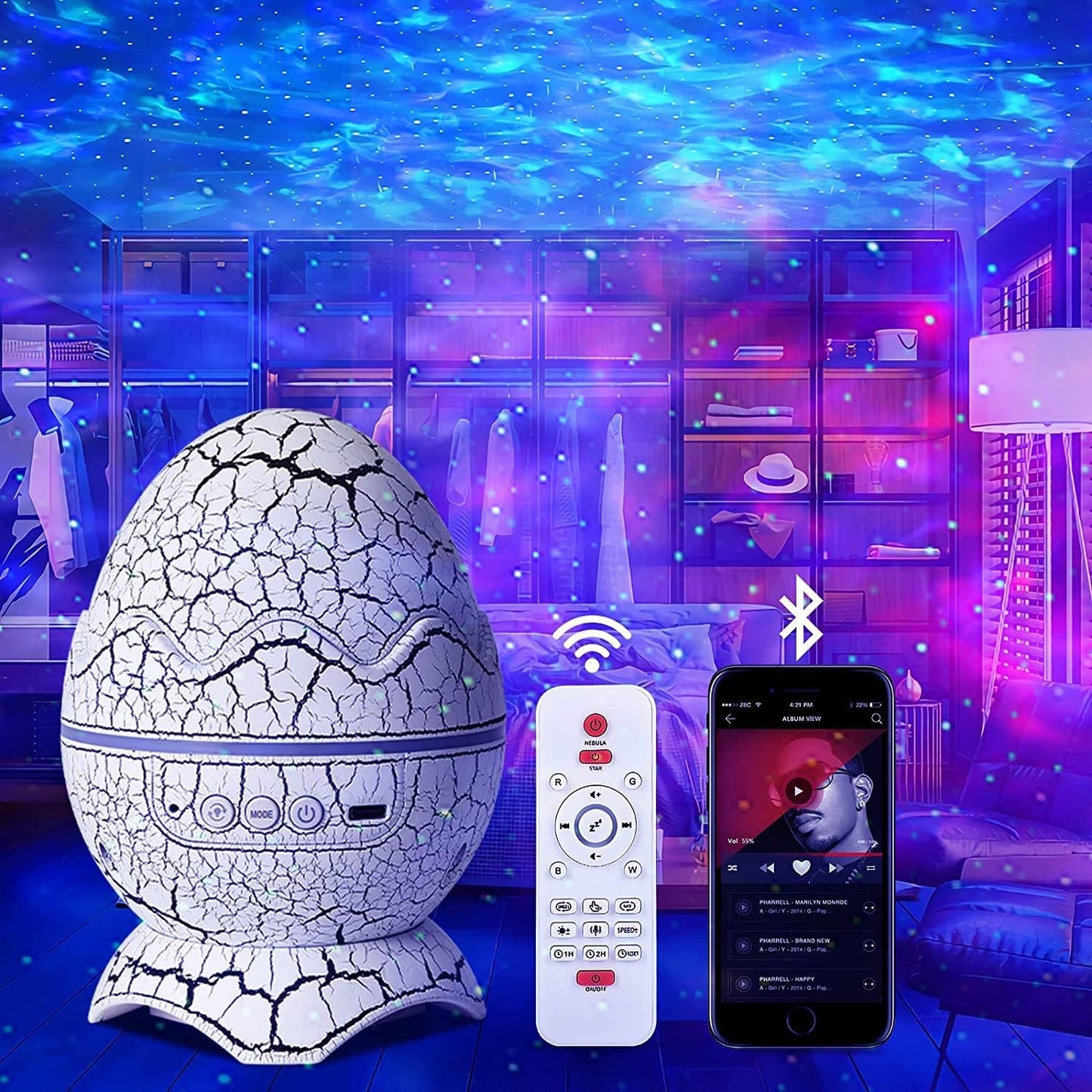 Dino Egg - Proyector Parlante Led huevo de Dinosaurio 🦖