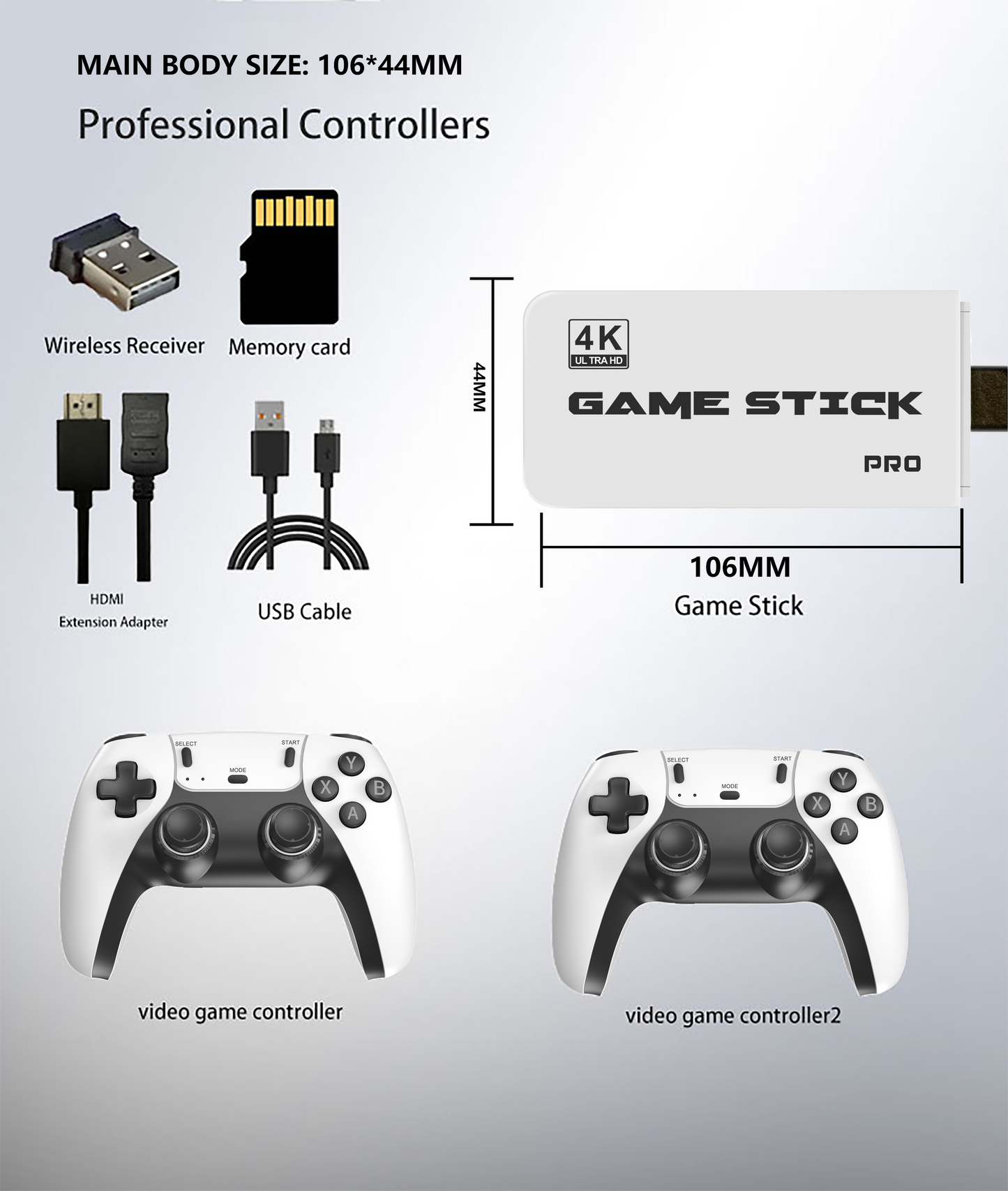 GameStick White 4K PRO (+20,000 Juegos) + 2 Controles